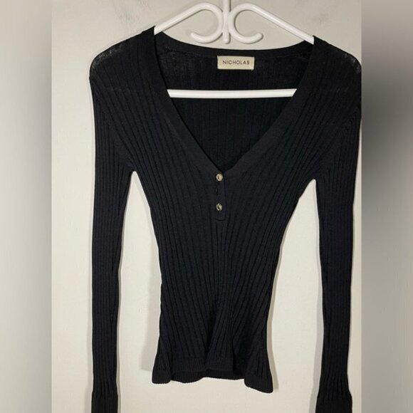 Nicholas Zia Ribbed Henley Sweater size XS - Picture 6 of 10